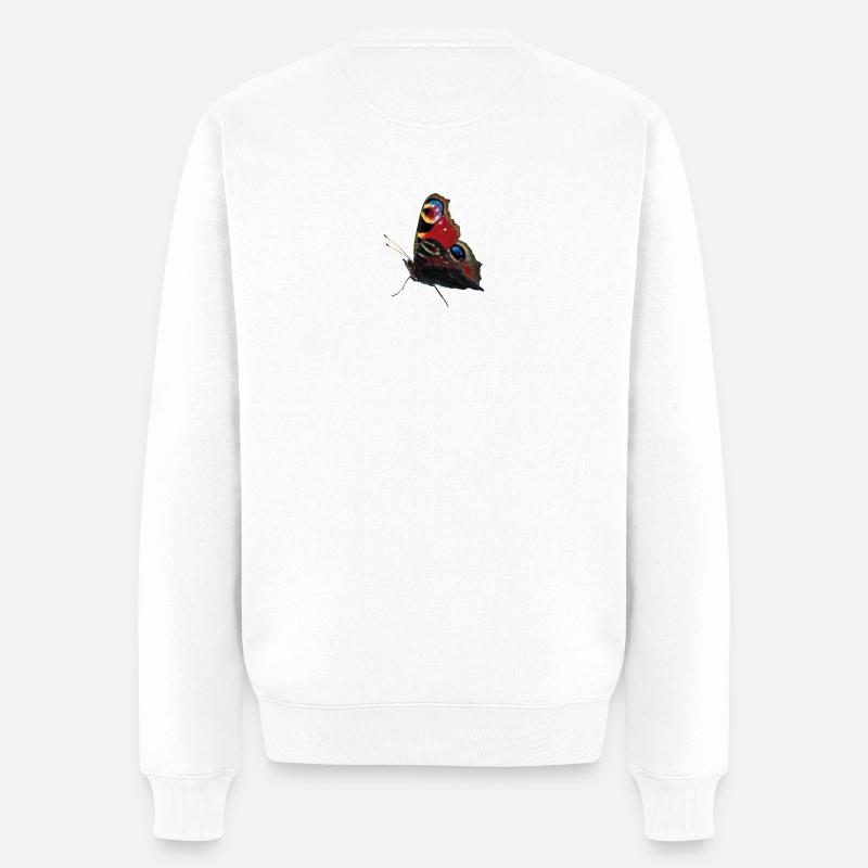 Schmetterling Pfauenauge - Männer Premium Bio Pullover - Weiß