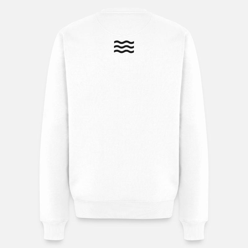 Minimalistische Schwarze Wellen - Männer Premium Bio Pullover - Weiß