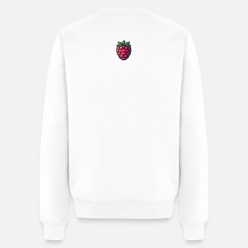 Himbeere Pop Cartoon Rot - Männer Premium Bio Pullover - Weiß