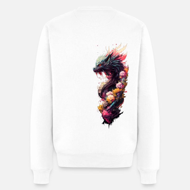 Japanischer Drache - Männer Premium Bio Pullover - Weiß
