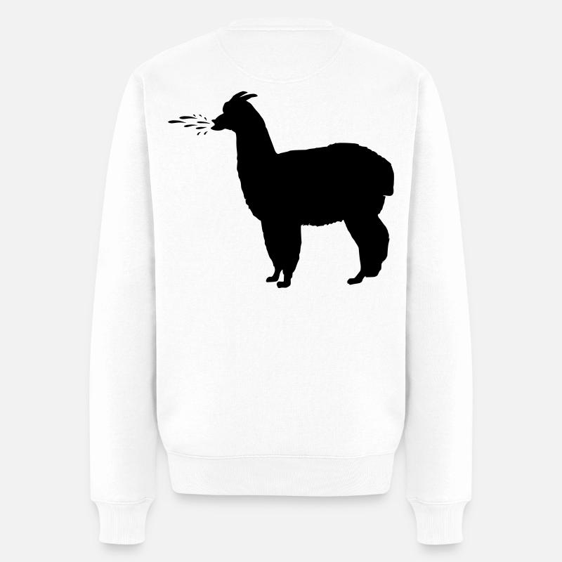 Alpaka spuckt - Lama spuckt - Männer Premium Bio Pullover - Weiß