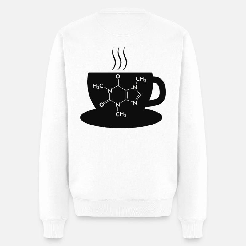 Café Caffeine Molecule - Pull Premium bio Homme - blanc