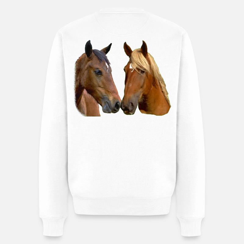 Les chevaux jumeaux s’embrassent - Pull Premium bio Homme - blanc