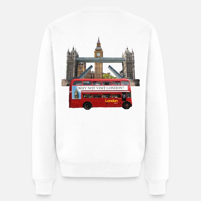 Collage de monuments de Londres - Pull Premium bio Homme - blanc