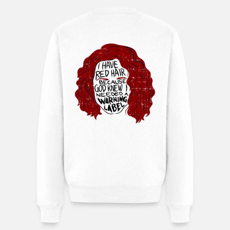 Rote Haare Frauen - Männer Premium Bio Pullover - Weiß
