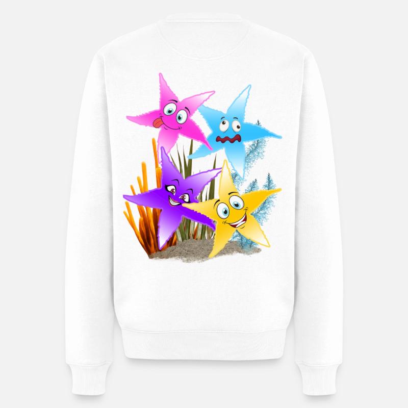 Buntes Seestern-Quartett Unterwasser - Männer Premium Bio Pullover - Weiß