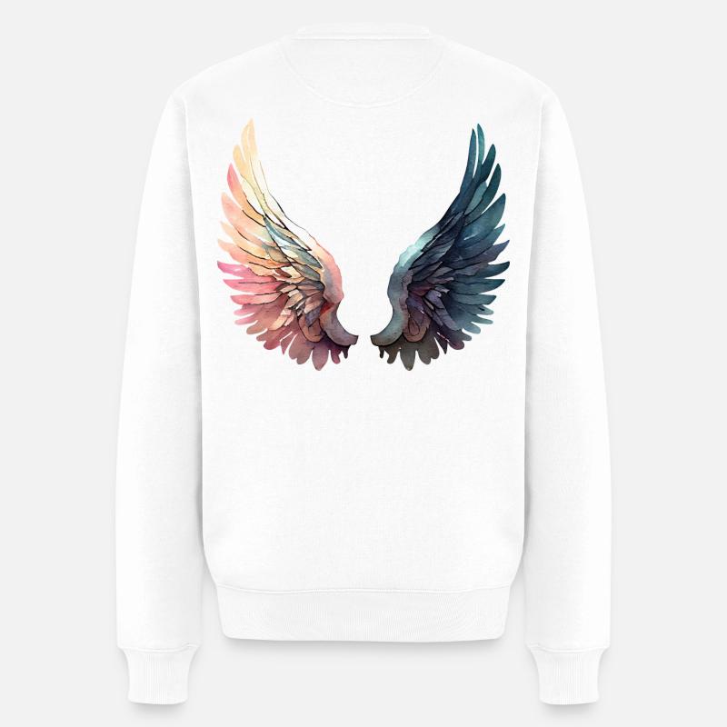 Künstlerische Regenbogenflügel - Männer Premium Bio Pullover - Weiß