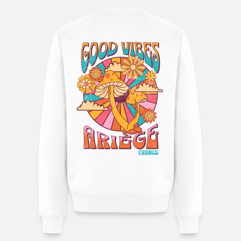 Gute Stimmung in Ariège - Männer Premium Bio Pullover - Weiß
