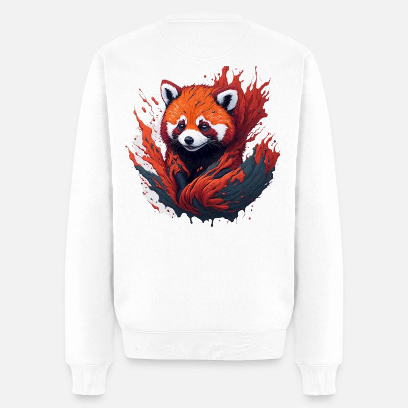 Panda roux dans un tourbillon de couleurs - Pull Premium bio Homme - blanc