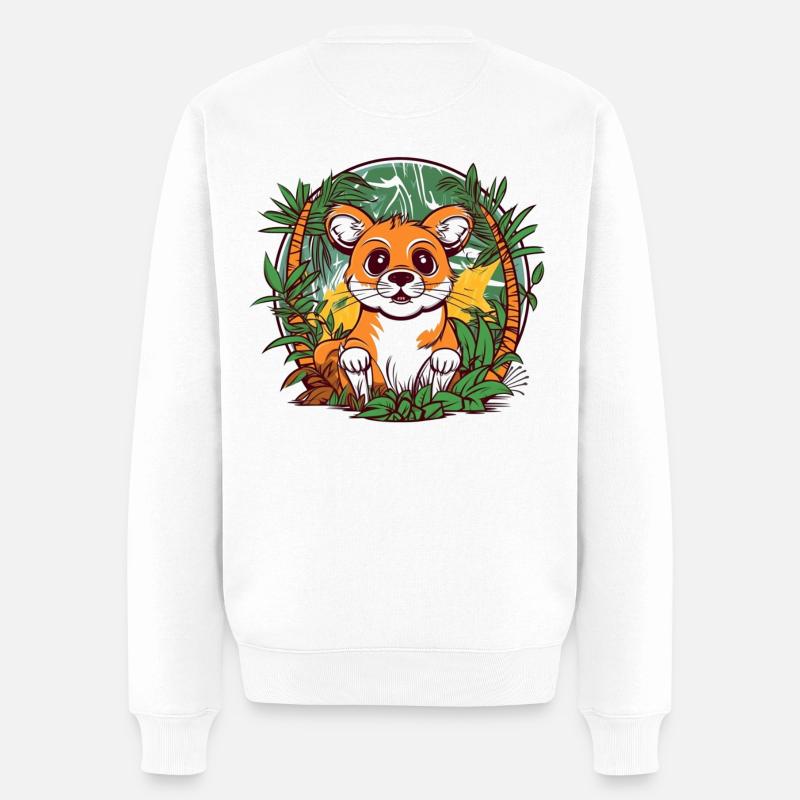 Mignon chaton de la jungle illustration - Pull Premium bio Homme - blanc