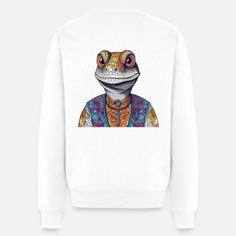 Bunte Echse im Streetstyle - Männer Premium Bio Pullover - Weiß