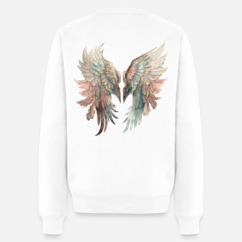 Pastellfarbene Flügel in Aquarell - Männer Premium Bio Pullover - Weiß