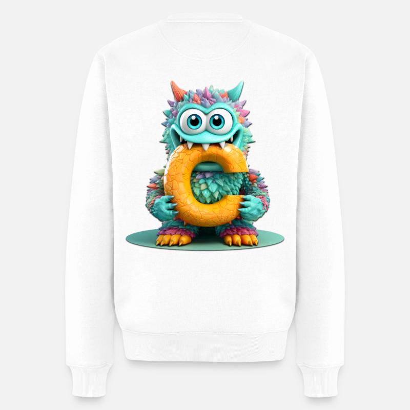 Bunter Monster mit Buchstabe C - Männer Premium Bio Pullover - Weiß