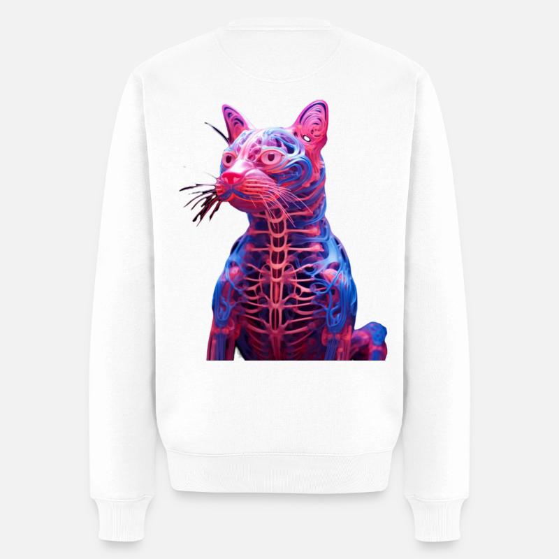 Leuchtende Anatomie Katzenskulptur - Männer Premium Bio Pullover - Weiß