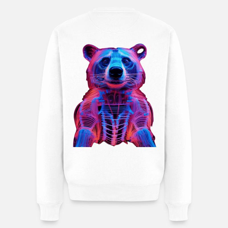 Neon-Hirschkäfer Design - Männer Premium Bio Pullover - Weiß