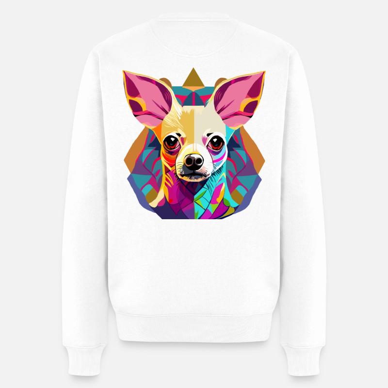Farbenfrohe Chihuahua Illustration - Männer Premium Bio Pullover - Weiß
