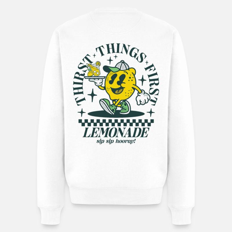 Thirst things first - Lemonade - Männer Premium Bio Pullover - Weiß