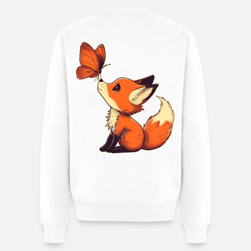 Volpe con farfalla - Maglione ecologico premium da uomo - bianco