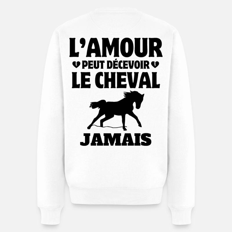 cheval, fan de cheval, cavalier - Pull Premium bio Homme - blanc
