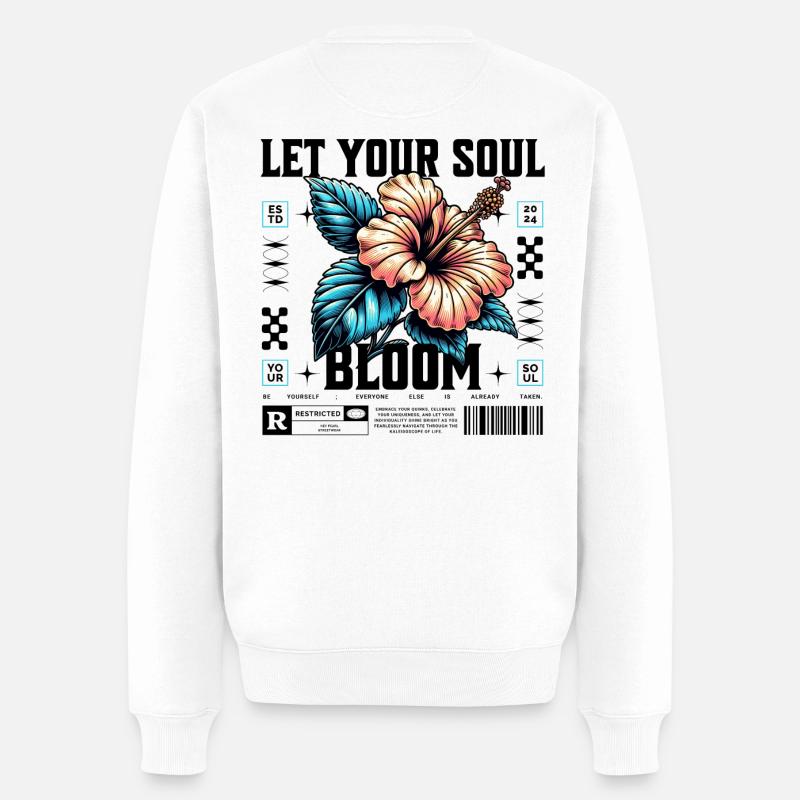 Hibiskus Blau Tropenblüte Let your soul bloom - Männer Premium Bio Pullover - Weiß