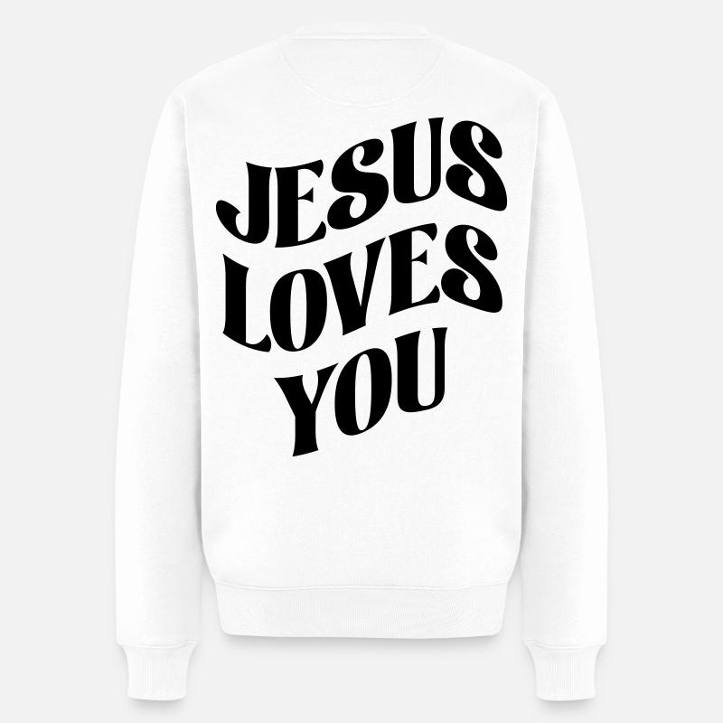 Jesus liebt Dich - Männer Premium Bio Pullover - Weiß