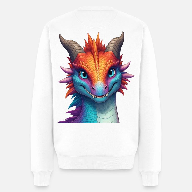 Lebendiger Arkaner Drache - Männer Premium Bio Pullover - Weiß