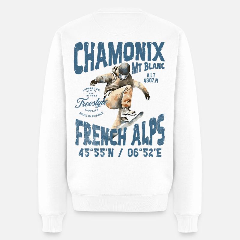 Design Skateboard Berg Alpin Skifahren - Männer Premium Bio Pullover - Weiß