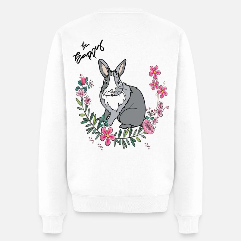 Be Happy Ostern - Männer Premium Bio Pullover - Weiß