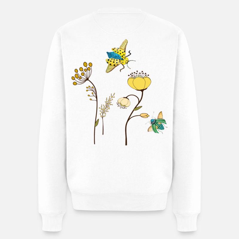 Gartenblumen mit Insekten - Männer Premium Bio Pullover - Weiß