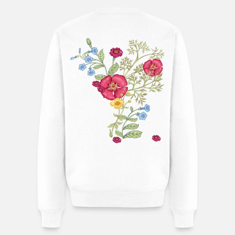 Sommerblumen - Männer Premium Bio Pullover - Weiß