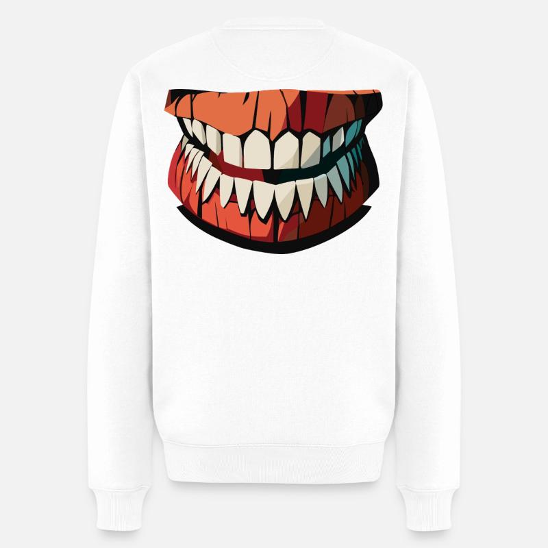 Darkjaws gespenstisches Lächeln - Männer Premium Bio Pullover - Weiß