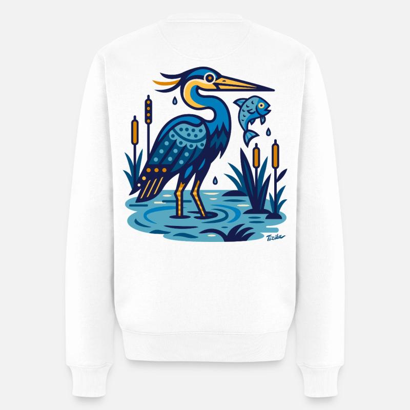 Graureiher - Männer Premium Bio Pullover - Weiß