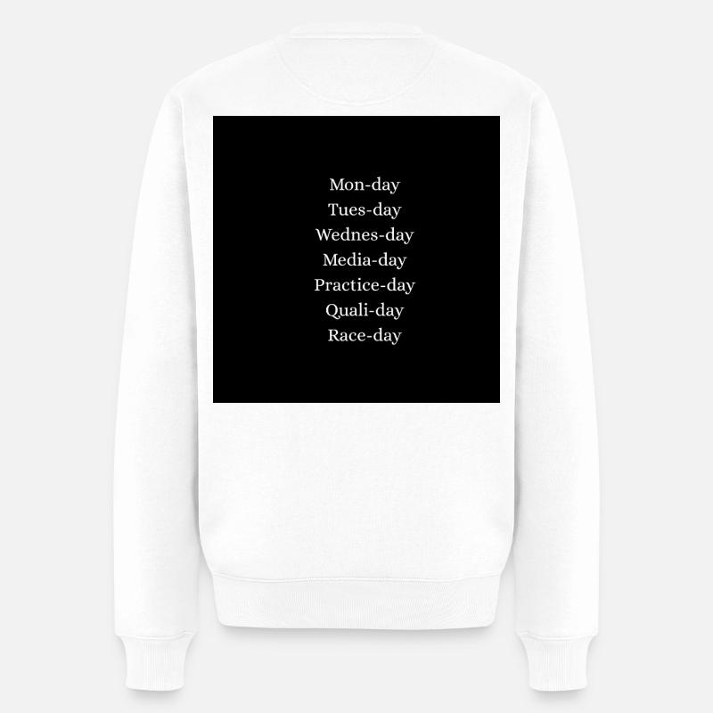 Raceweek_f1_weekdays - Männer Premium Bio Pullover - Weiß
