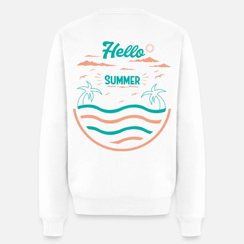 Sommerliches Palmen Strand Design - Männer Premium Bio Pullover - Weiß