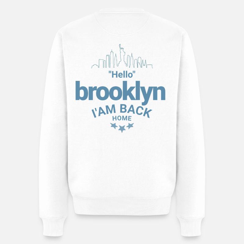Design Brooklyn Zurück nach Hause - Männer Premium Bio Pullover - Weiß