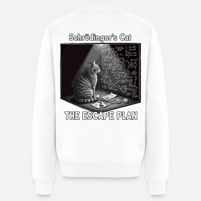 Schrödingers Katze mit Fluchtplan - Männer Premium Bio Pullover - Weiß