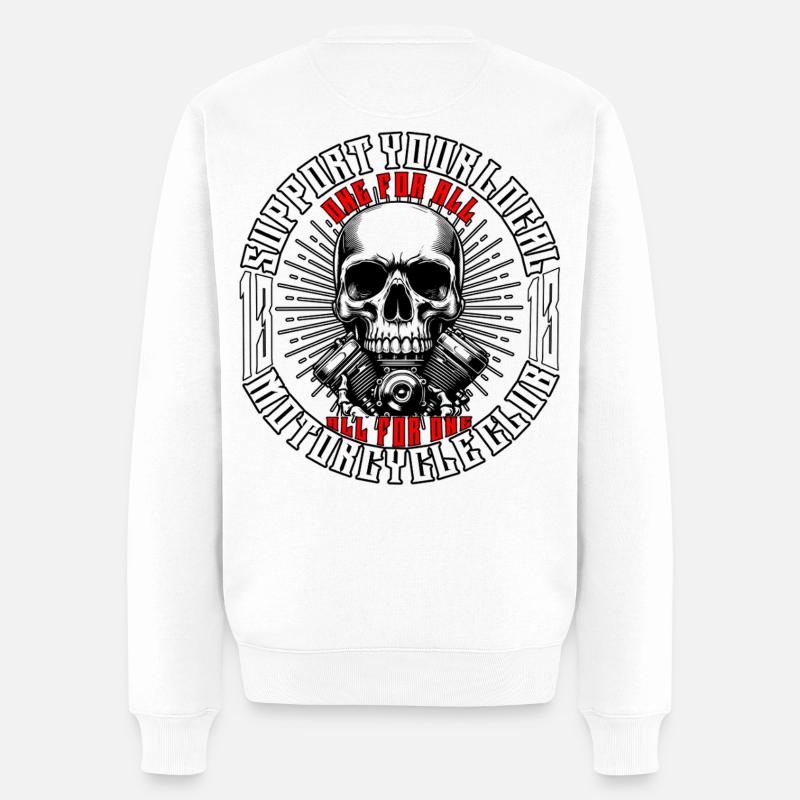 Biker Chopper Motorradfahrer Skull mit Motor - Männer Premium Bio Pullover - Weiß