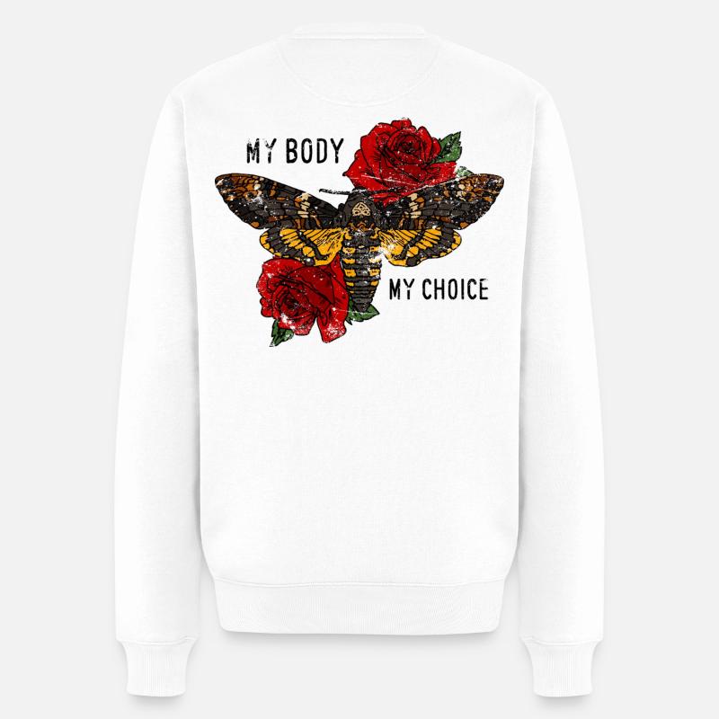 Tarentule papillon avec des roses - Pull Premium bio Homme - blanc
