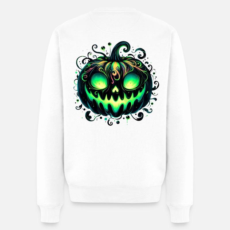 Tourbillon de citrouille néon Halloween - Pull Premium bio Homme - blanc