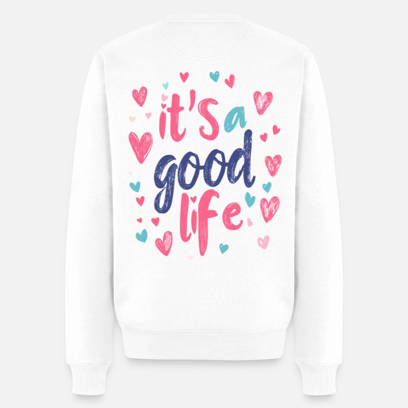it's a good life - Männer Premium Bio Pullover - Weiß