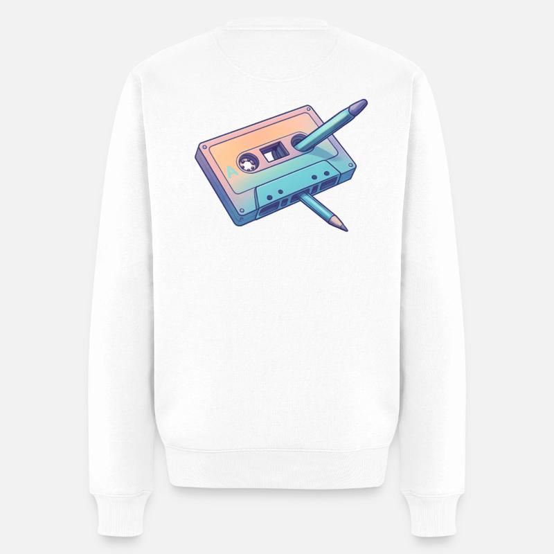 Cassette Crayon Pastel Retro - Pull Premium bio Homme - blanc