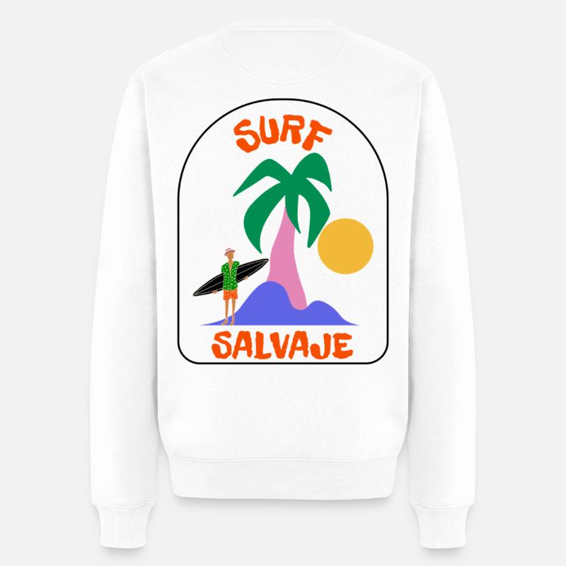 Surf Salvaje Palm Sunset - Pull Premium bio Homme - blanc