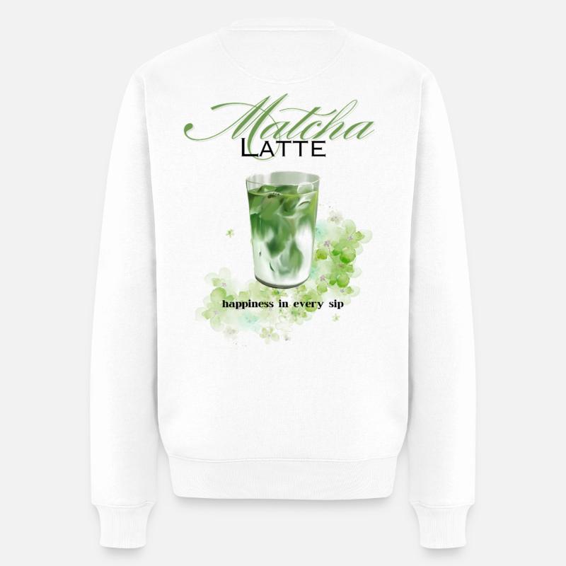Matcha Latte Bonheur Matcha Glacé - Pull Premium bio Homme - blanc