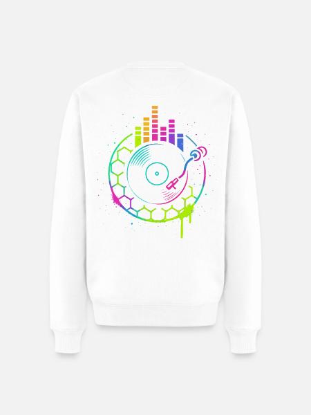 Music Vinyl Turntable DJ Equalizer Retro - Men's Premium Organic Jumper - white