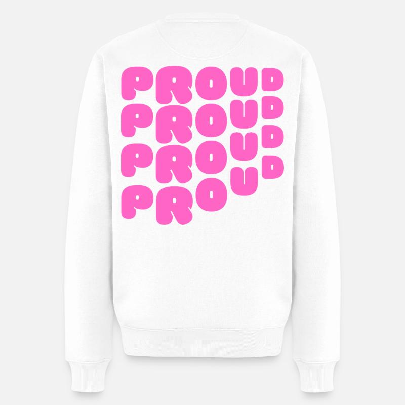 Pride / CSD / LGBTQ+ Design « PROUD » - Pull Premium bio Homme - blanc