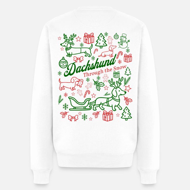 Dachshund Through the Snow Festive - Männer Premium Bio Pullover - Weiß