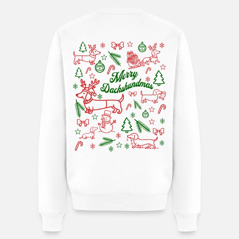 Dackel Weihnacht Muster - Männer Premium Bio Pullover - Weiß
