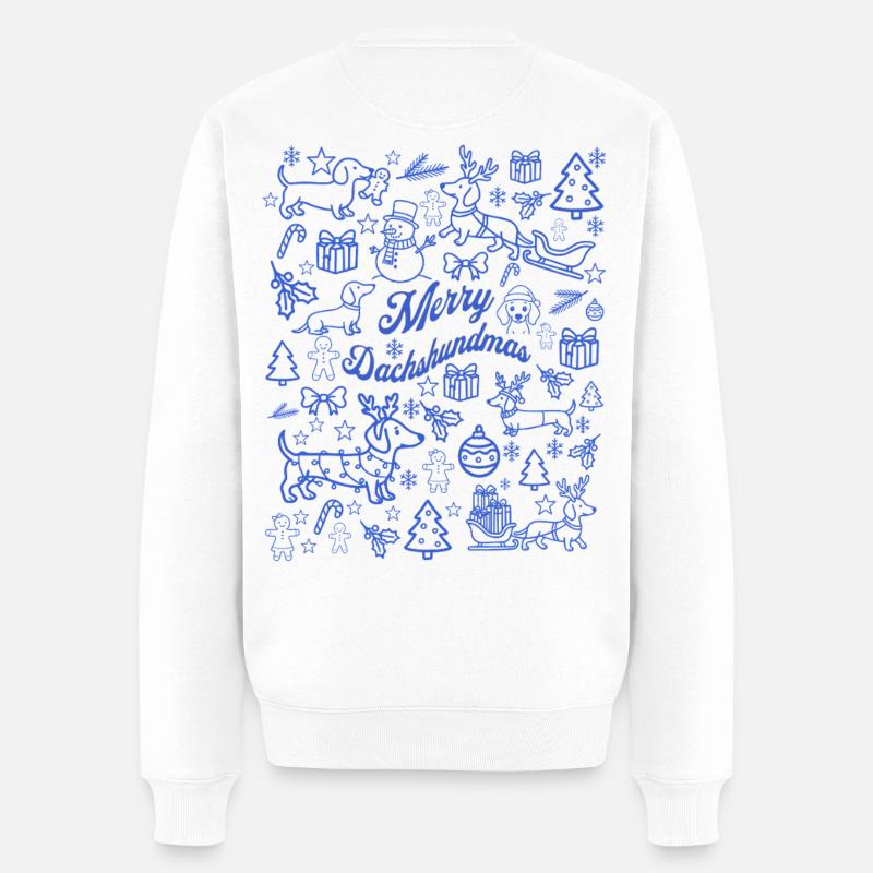 Merry Dachshundmas - Männer Premium Bio Pullover - Weiß