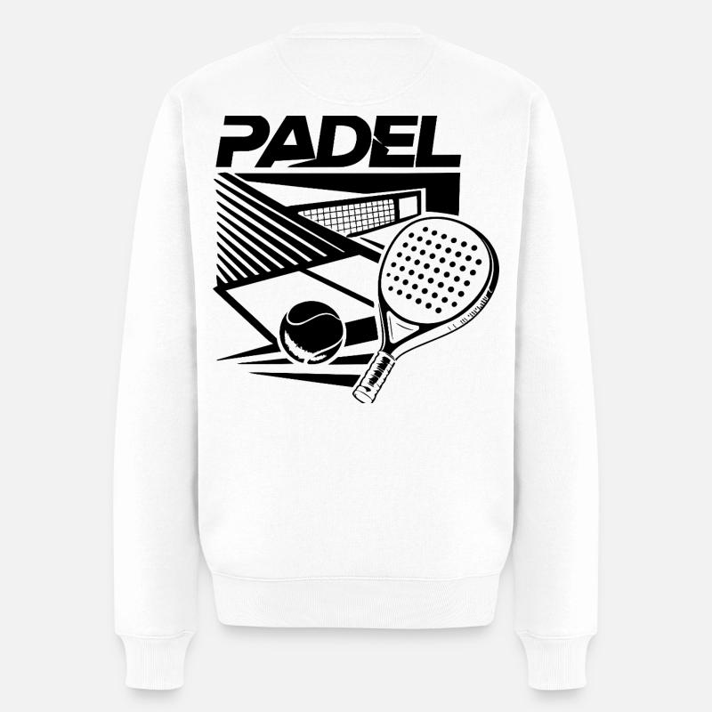 Padelplatz & Schläger – Sportdesign Schwarz-Weiß - Männer Premium Bio Pullover - Weiß