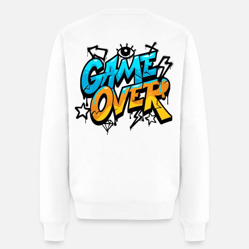 Game Over Graffiti Neon Gradient - Pull Premium bio Homme - blanc